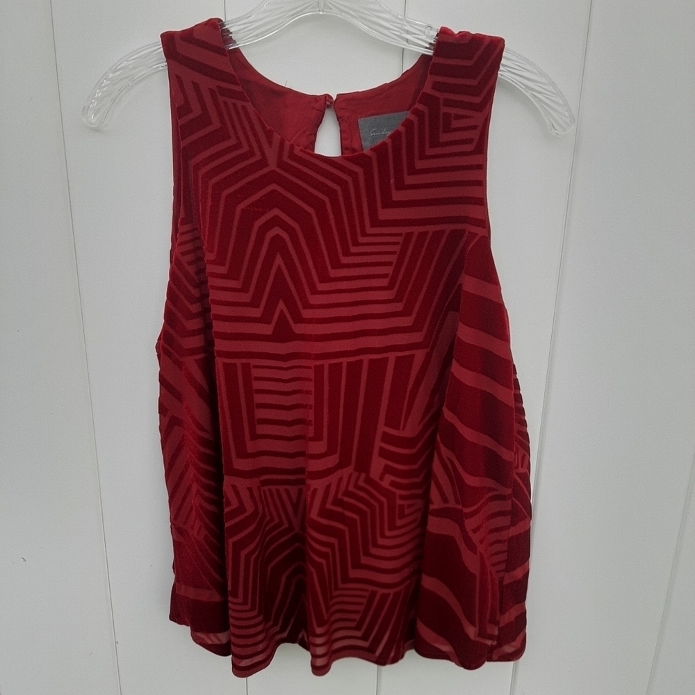 Anthropologie Sunday in Brooklyn Textured Red Velvet Tank Top Size S - Picture 2 of 11
